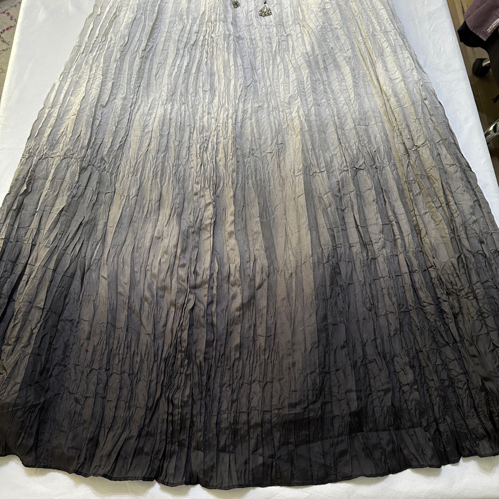 WHBM 100% Silk Ombre Crinkle Maxi Skirt Lined S Boho Whimsygoth Fairycore Grunge - Picture 8 of 13